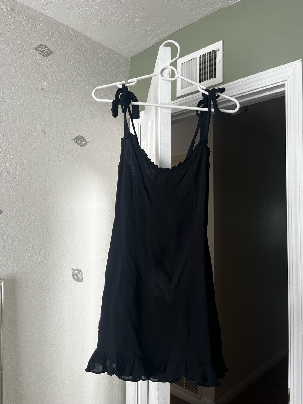 Reformation Black Mini Slip Dress with Tie Straps